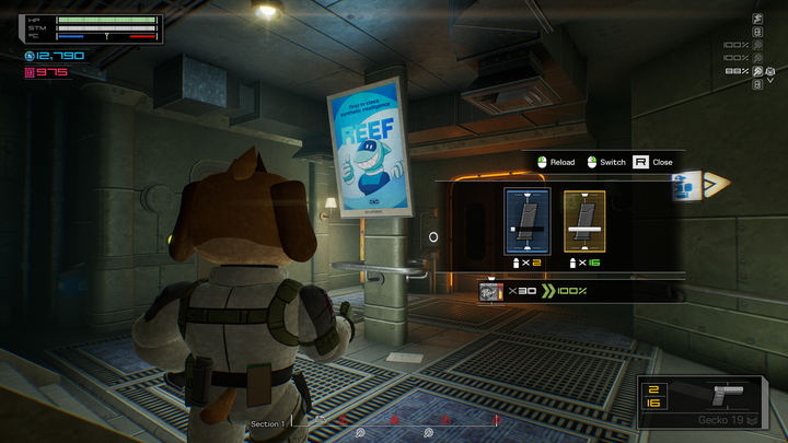 Official Fright Train store screenshot: a carriage noticeboard and poster wall beside an interaction prompt